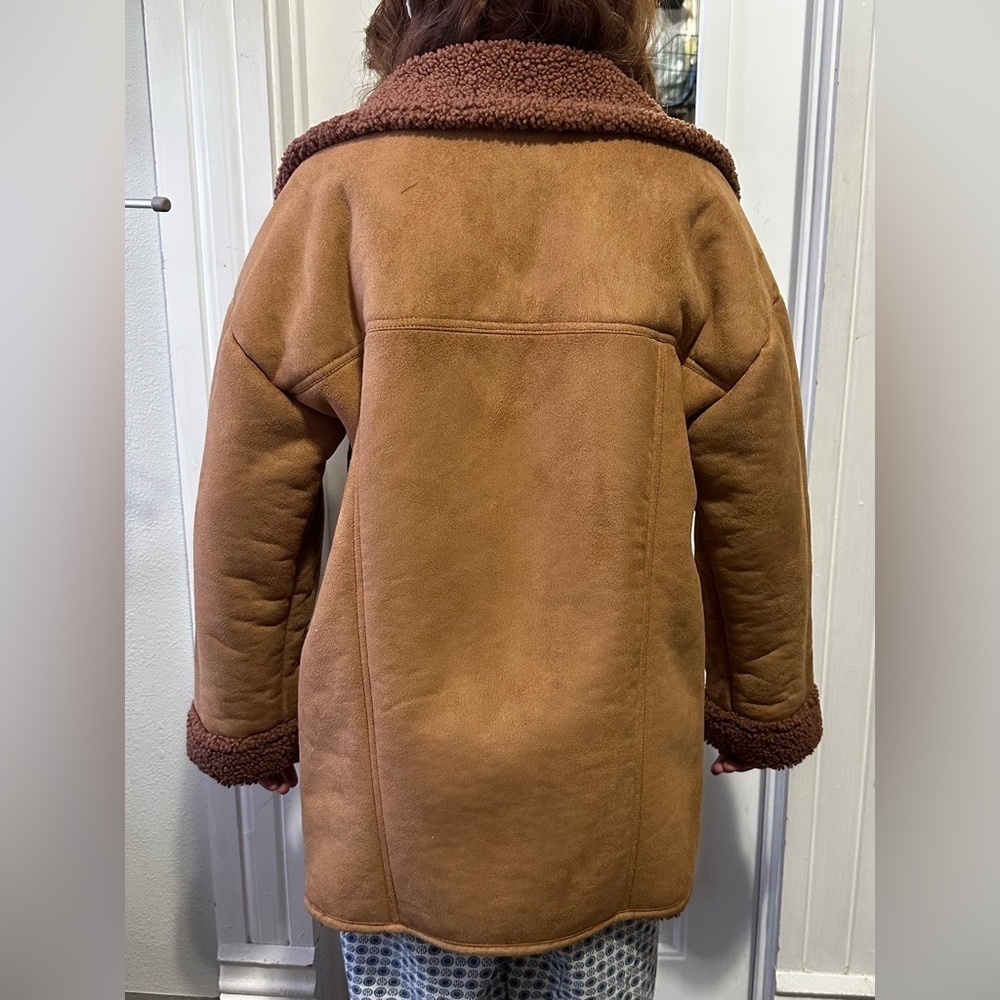 Free People Diogo Shearling Suede Sherpa Jacket Coat XS EUC - Picture 15 of 15